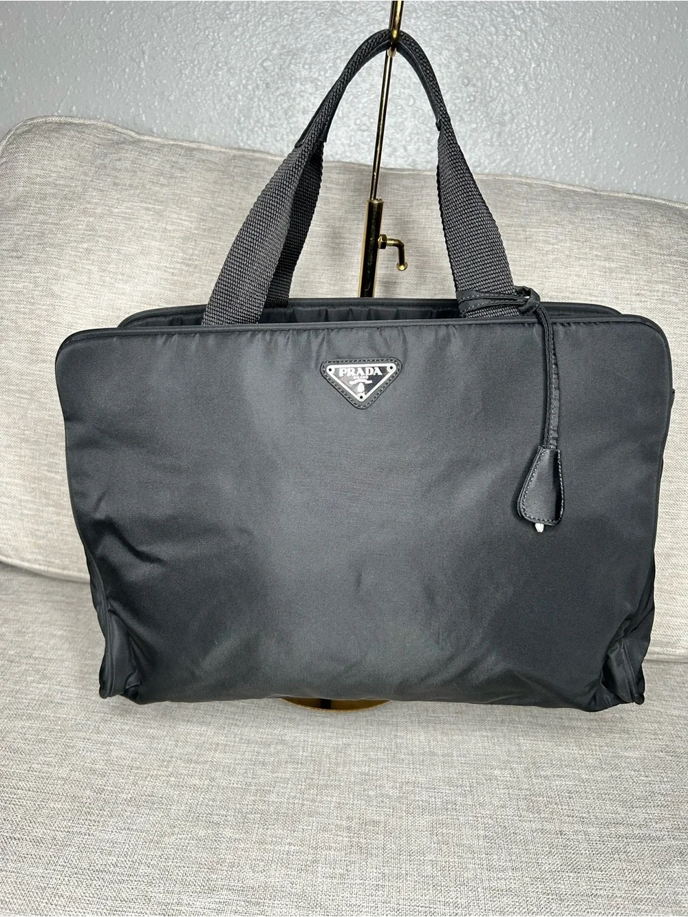 Prada Black Nylon Laptop Bag with Top Handles